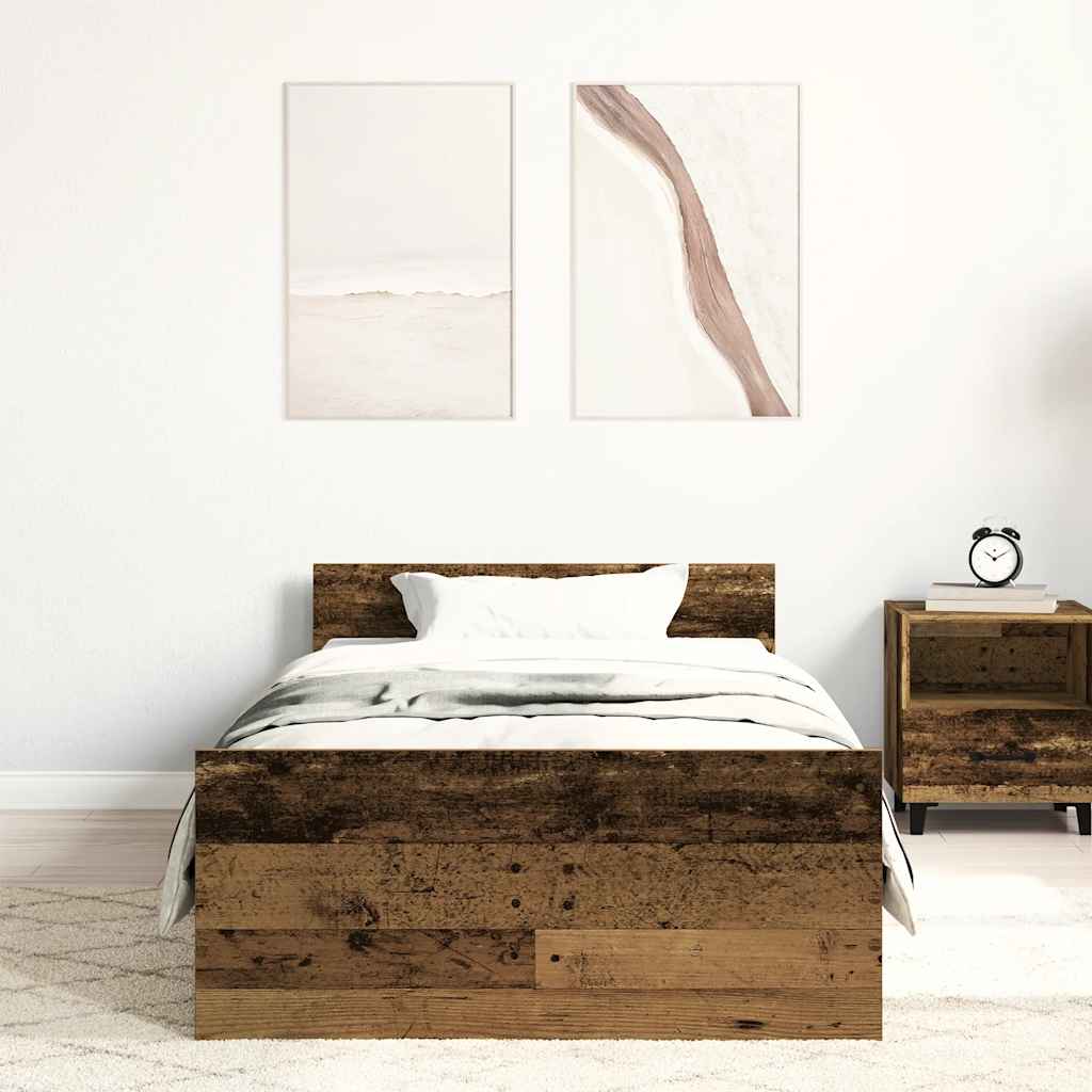 Bed Frame without Mattress Old Wood 90x200 cm Engineered Wood